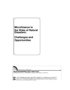 Microfinance in the Wake of Natural Disasters: Challenges and Opportunities