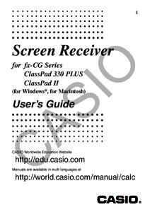 E  Screen Receiver for fx-CG Series ClassPad 330 PLUS ClassPad II