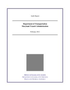 Department of Transportation - Maryland Transit Administration[removed]