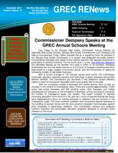 December 2017 Volume 13Issue 12 Monthly Newsletter of the Georgia Real Estate Commission