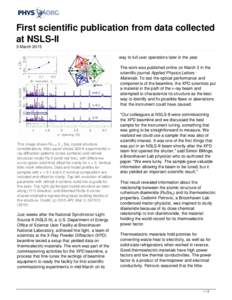 First scientific publication from data collected at NSLS-II