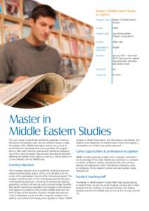 Master in Middle Eastern Studies at a glance Program name Master in Middle Eastern Studies
