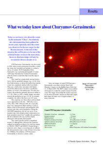 Rosetta  What we today know about Churyumov-Gerasimenko