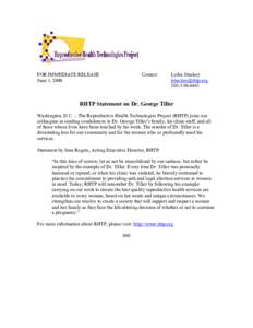 Microsoft Word - RHTP Statement on Dr. Tiller FINAL.doc