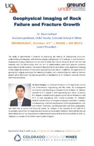 Dr. Reza Hedayat Assistant professor, UC&T faculty, Colorado School of Mines WEDNESDAY, October 21 st at NOON in BB W210 Lunch Provided – The study of geomaterials is essential in evaluating the stability of undergroun
