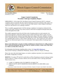 Liquor Control Commission November Underage Compliance Report