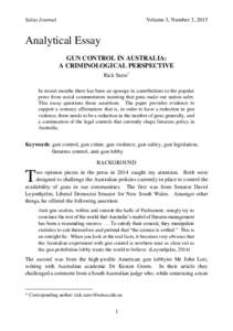 Salus Journal  Volume 3, Number 3, 2015 Analytical Essay GUN CONTROL IN AUSTRALIA: