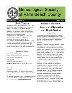 Genealogical Society of Palm Beach County Volume XXXI Issue 4