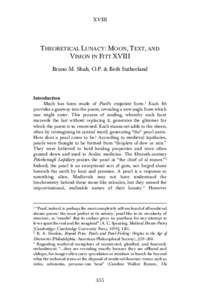 XVIII  THEORETICAL LUNACY: MOON, TEXT, AND VISION IN FITT XVIII Bruno M. Shah, O.P. & Beth Sutherland