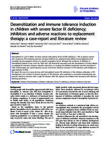 Desensitization and immune tolerance induction in children with severe factor IX deficiency; inhibitors and adverse reactions to replacement therapy: a case-report and literature review