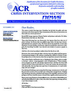 NOVEMBERDear Readers, CRISIS INTERVENTION Chair and Editor