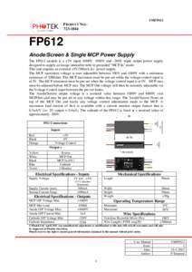 UMFP612  PRODUCT NO:FP612 Anode/Screen & Single MCP Power Supply