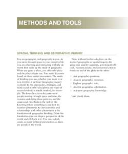 MAIN SECTION TITLE METHODS AND TOOLS  SPATIAL THINKING AND GEOGRAPHIC INQUIRY