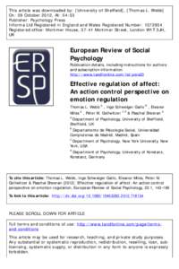 Effective regulation of affect: An action control perspective on emotion regulation