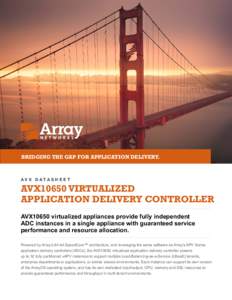BRIDGING THE GAP FOR APPLICATION DELIVERY.  AV X D ATA S H E E T AVX10650 VIRTUALIZED APPLICATION DELIVERY CONTROLLER