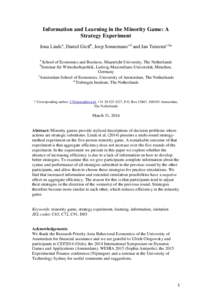 A Multi-Round Strategy Tournament of the Minority Game: a Combined Laboratory and Internet Experiment (working title)