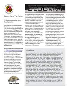 2003  LETTER FROM THE CHAIR A Department on the move –– Fear the turtle! Four years ago, I commented in the