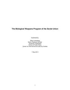 The Biological Weapons Program of the Soviet Union