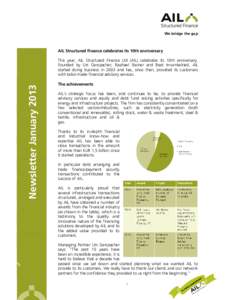 We bridge the gap  AIL Structured Finance celebrates its 10th anniversary Newsletter January 2013