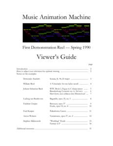 Music Animation Machine  First Demonstration Reel — Spring 1990 Viewer’s Guide page