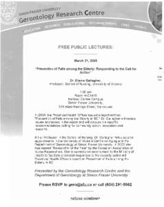 FREE PUBLIC LECTURES: March 21, 2005 