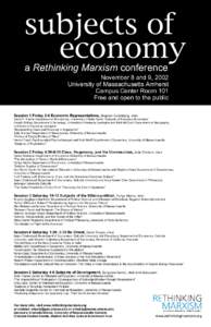 subjects of economy a Rethinking Marxism conference November 8 and 9, 2002 University of Massachusetts Amherst