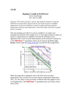 AN-20 Beginner’s Guide to PAD Power Power Amp Design Rev. July 18, 2006 Synopsis: The article provides a step by step guide for beginners using the PAD Power spread sheet, based on Excel, for analyzing power amplifier