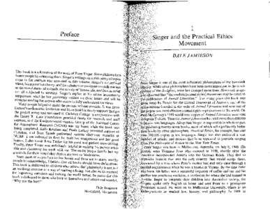 1 Singer and the Practical Ethics Movement Preface