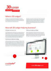 What is 3D Ledger? 3D Ledger is an interactive Risk Management Tool that combines your Ledger Data with Creditsafe Company Data and Trade Payment Data giving you all the information you need to make smarter business deci