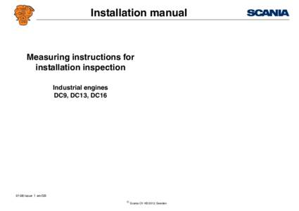 Installation manual  Measuring instructions for installation inspection Industrial engines DC9, DC13, DC16