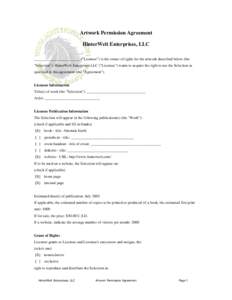 Artwork Permission Agreement HinterWelt Enterprises, LLC ________________________ (