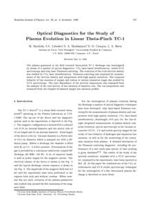 Brazilian Journal of Physics, vol. 26, no. 4, december, Optical Diagnostics for the Study of Plasma Evolution in Linear Theta-Pinch TC-1