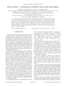 PHYSICAL REVIEW E, VOLUME 63, Edwards’ measures: A thermodynamic construction for dense granular media and glasses