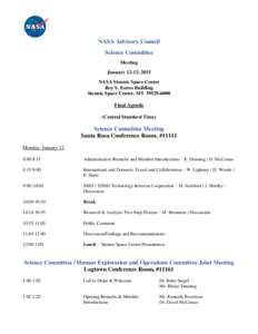 NASA Advisory Council Science Committee Meeting January 12-13, 2015 NASA Stennis Space Center Roy S. Estess Building
