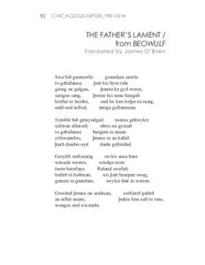 92  CHICAGOQUARTERLYREVIEW THE FATHER’S LAMENT / from BEOWULF