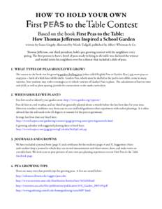 First Peas to the Table Contest