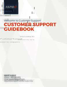 Welcome to Customer Support  CUSTOMER SUPPORT GUIDEBOOK  Rapid7 Support