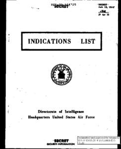 INDICATIONS LIST; SECTION I 