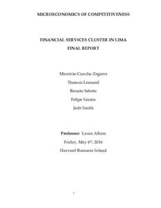    MICROECONOMICS  OF  COMPETITIVENESS        FINANCIAL  SERVICES  CLUSTER  IN  LIMA  