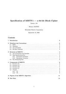 Speci cation of MISTY1 | a 64-bit Block Cipher Version 1.00