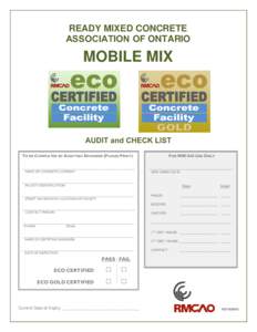 READY MIXED CONCRETE ASSOCIATION OF ONTARIO MOBILE MIX  AUDIT and CHECK LIST