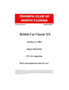 TRIUMPH CLUB OF NORTH FLORIDA Volume 20, Issue 9 September 2008