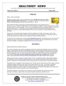 HEALTHNET NEWS  A newsletter for public librarians and others interested in consumer health information services Volume XXI Number 2