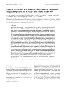Molecular Ecology, 1759–1769  doi: j.1365-294Xx Genetic evaluation of a proposed introduction: the case of the greater prairie chicken and the extinct heath hen