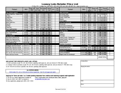 Looney Labs Retailer Price List  PO Box[removed]College Park, MD[removed][removed]main[removed]fax - www.looneylabs.com Single 6-pk Single Unit Single 6-pk Display Display