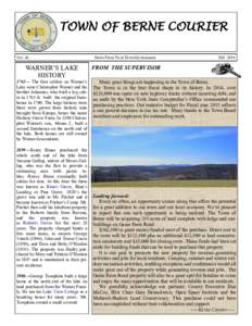 TOWN OF BERNE COURIER Vol. 36 WARNER’S LAKE HISTORY 1765— The first settlers on Warner’s