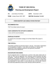 TOWN OF VIEW ROYAL Planning and Development Report TO: Committee of the Whole