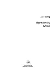 Accounting  Upper Secondary Syllabus  Papua New Guinea