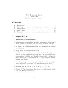 Sets, Groups and Knots Course Notes Math 101, Harvard University Contents 1