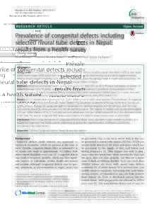 Prevalence of congenital defects including selected neural tube defects in Nepal: results from a health survey